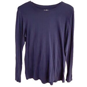 Eddie Bauer Top Size LARGE Long Sleeve Blue Round Neck Pullover Modal Blend